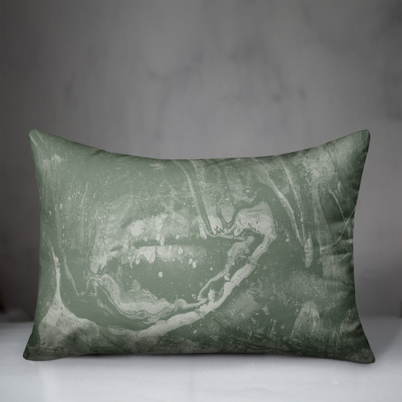 Abstract Outdoor Reversible Throw Pillow, Green