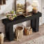 Console 63 po, canapé rectangulaire en bois naturel, console décorative pour entrée, couloir et salon (noir)-690970374