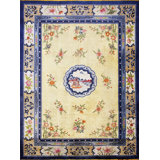 Antique Luxurious Silk Pile Room Size Chinese Art Deco Design Rug