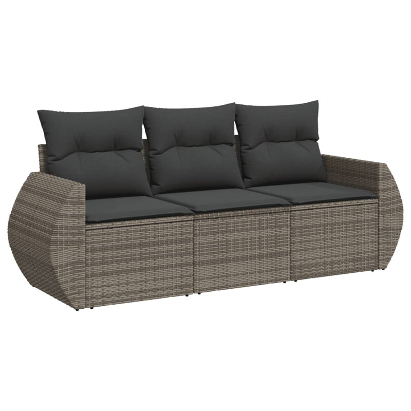 Ensemble de canapé de jardin en rotin PE Vidaxl, acier thermolaqué, tissu de polyester