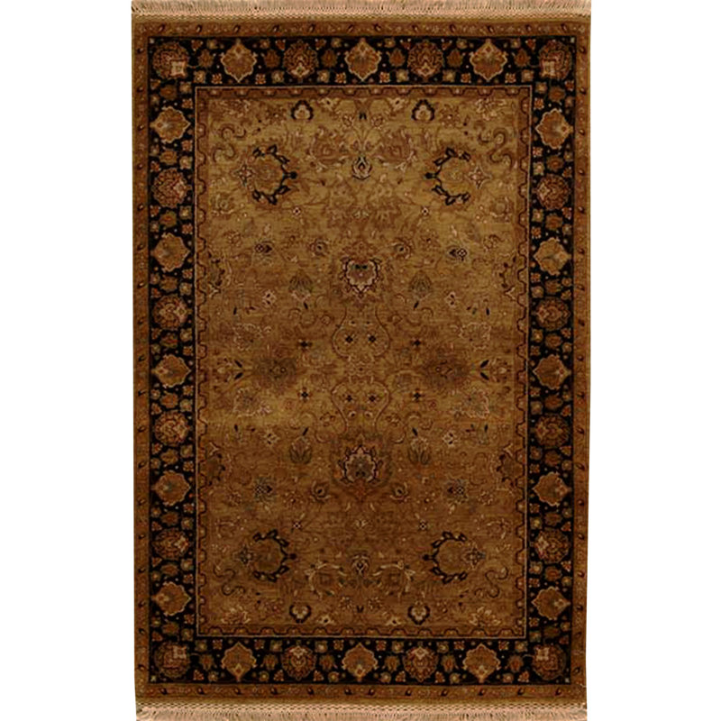 Tapis doré et noir noué à la main de haute qualité