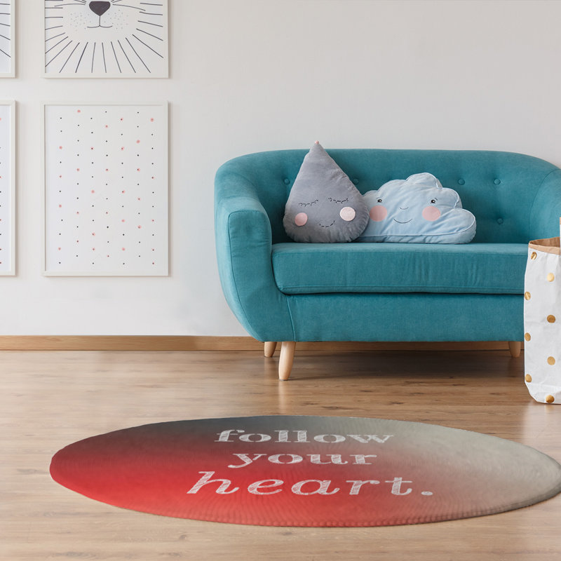 Tapis arrière-plan multicolore suivre votre citation cardiaque polychenille en poly, Rond 5 pi