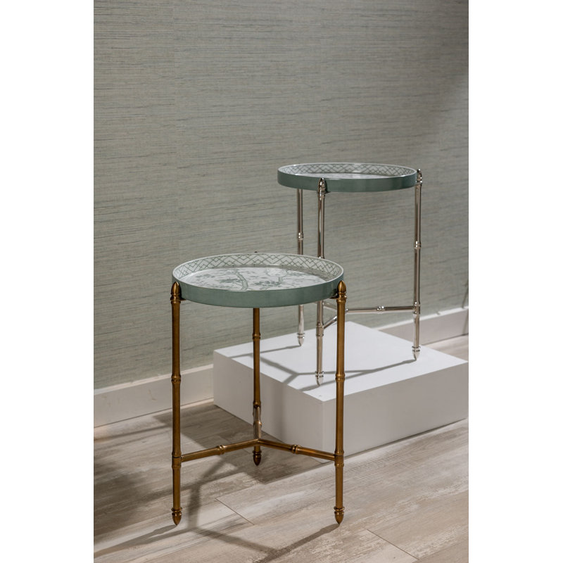 Jardin Tray with Stand, Green, Aged Brass