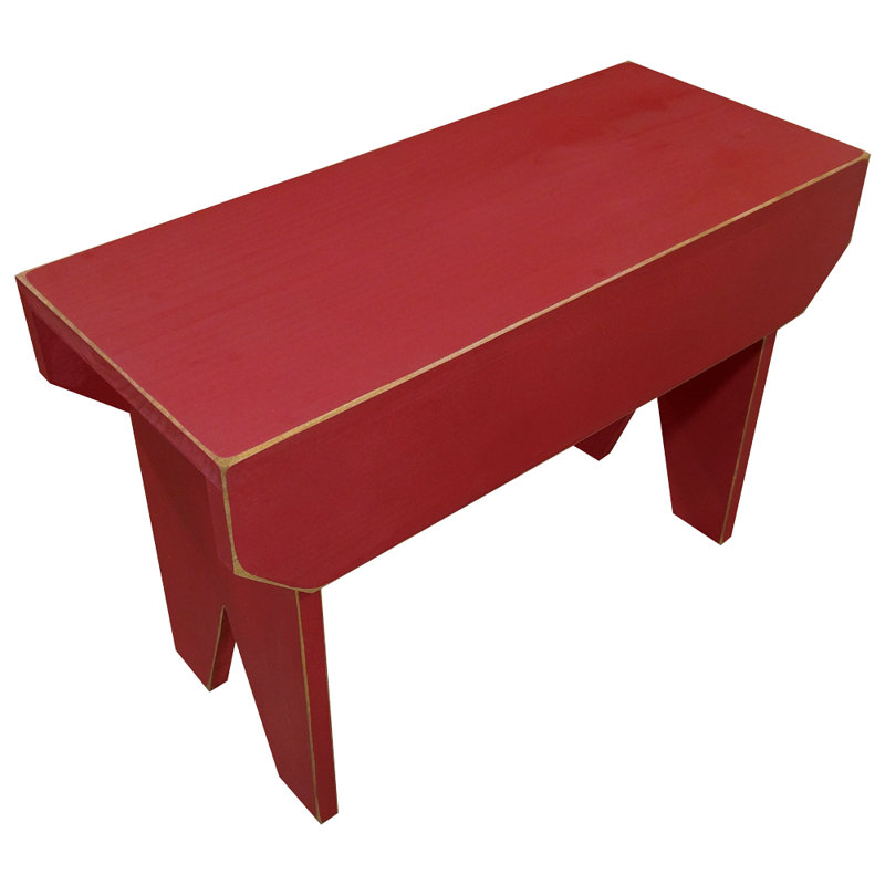 Banc en bois Wyatt, Vieux rouge, H 16 po x l 36 po x P 10,5 po