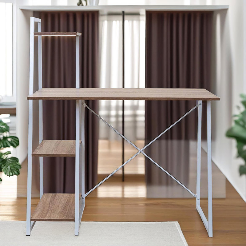 102cm W Rectangular Study Desk with Storage Shelves, Work Station, Home Office