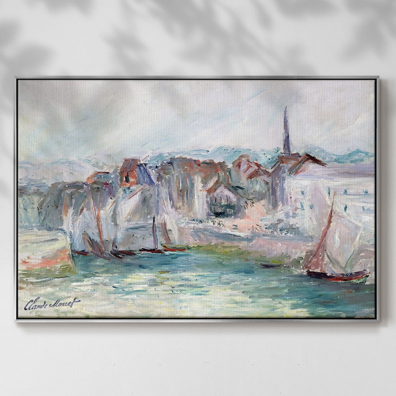 " Boats In The Port Of Honfleur, 1917 ", 27" H x 41" W x 2" D, Silver