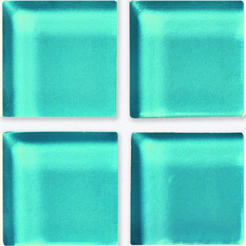 Torch Song 1'' W x 1'' L Glass Tile Grid Mosaic Sheet, Turquoise/Sea/Royal Blue