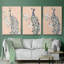 Paon en or I - ensemble de 3 reproductions sur toile-97710300-97710298