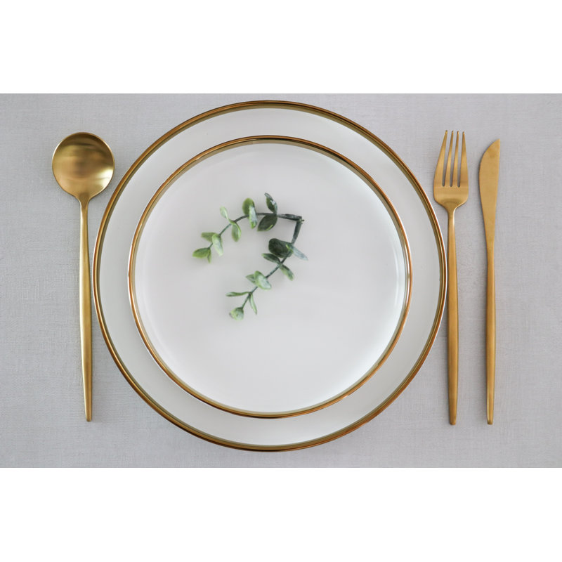 Assiette blanche avec bordure dorée The Luxury Collection - petite 8 po