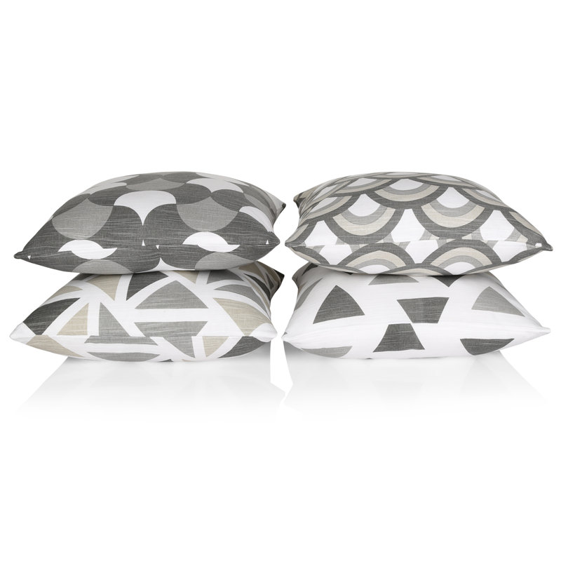 Theon Geometric Multicolor Square Cushion Cover, Grey