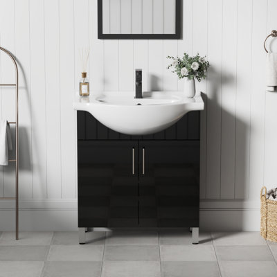Meuble-lavabo simple 30 po avec lavabo en céramique et robinet Euro