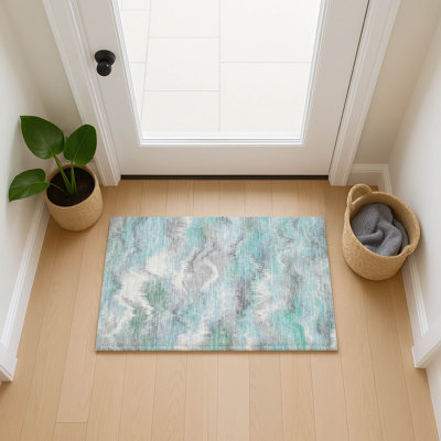 Machine Washable Indoor/Outdoor Millner ACN2258 Swirls Rug