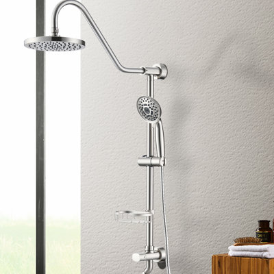 Douche en acier inoxydable avec pluie de 8 po et contrôle manuel de l'eau de la tête en nickel brossé à la fine pointe de la technologie
