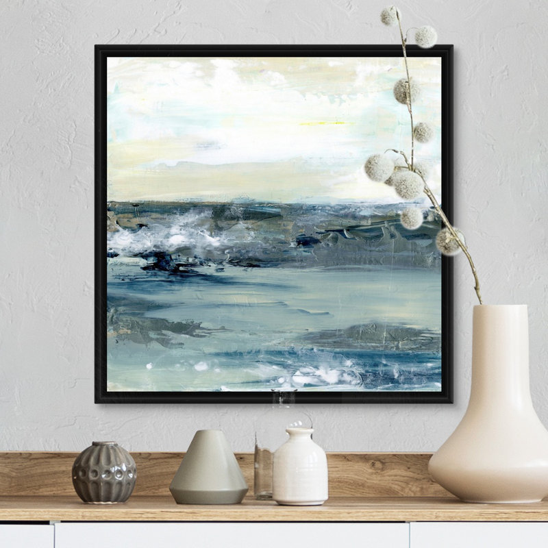 Reproduction d’art sur toile, "Coastal blues I" par Lila Bramma, Cadre flottant noir, H 18 po x l 18 po x P 1,75 po