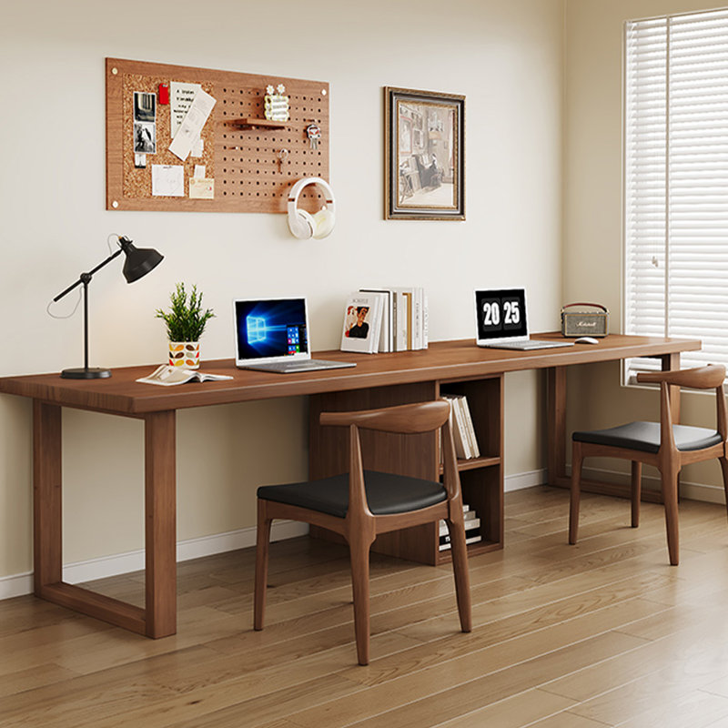Bureau rectangulaire en bois massif brun noisette, H 29,53 po x l 78,74 po x P 23,62 po