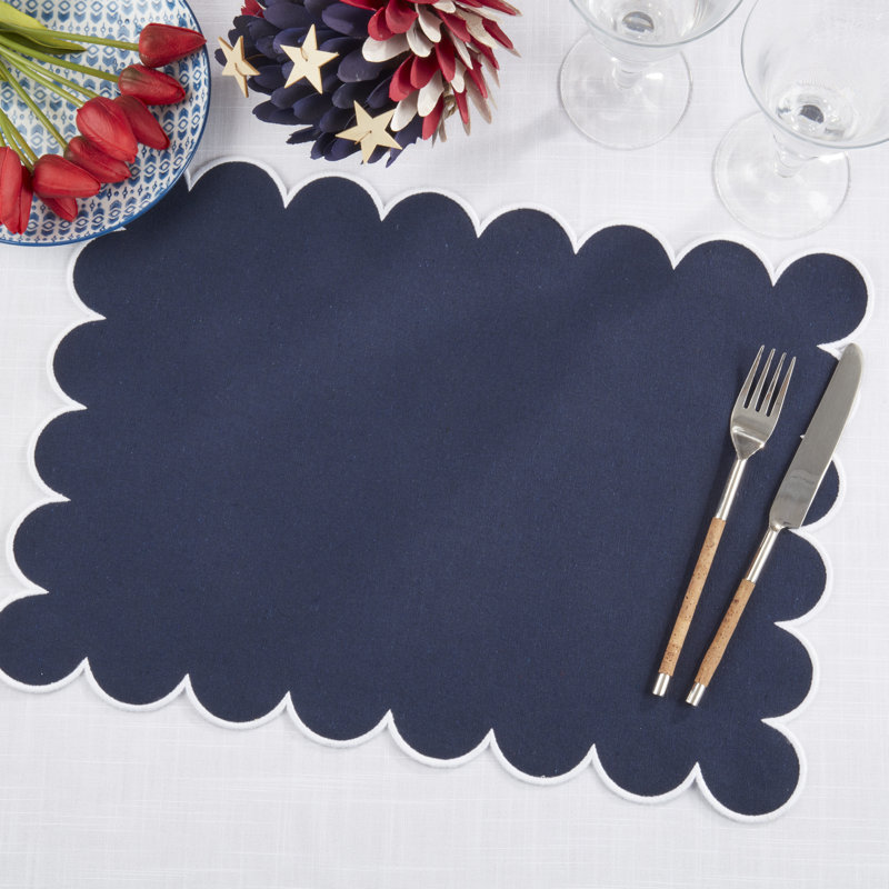 Napperons rectangulaires 100% coton Paddock, Marine
