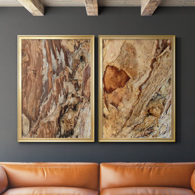«Tree Texture Triptych I», toile encadrée de qualité supérieure - prête à être accrochée