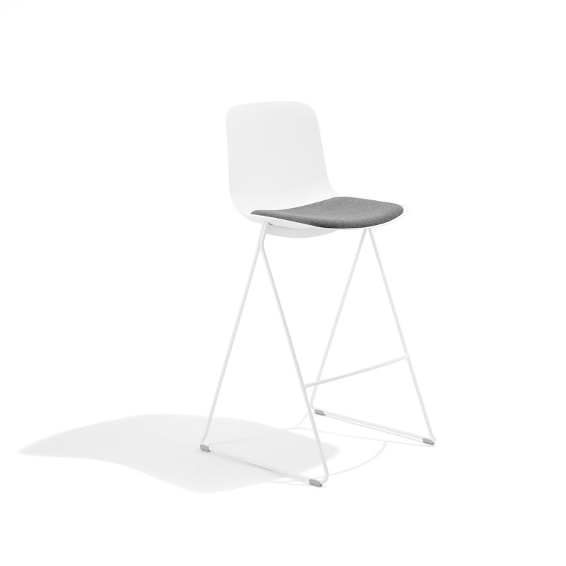 Key Upholstered Counter Stool, Light Grey