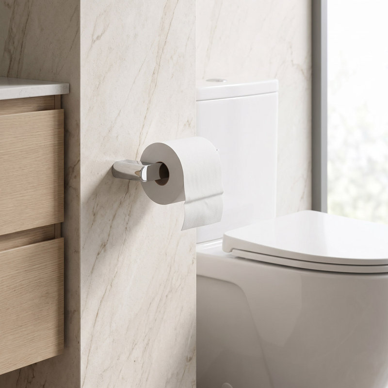 Linear Wall Mounted Toilet Paper Holder, Polished Chrome