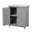 Banc de rempotage avec armoire de rangement et plateau de table en métal pour patio extérieur-122285295