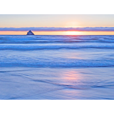 Breaking Waves And Ocean Sunset Print by Bruce Heinemann
