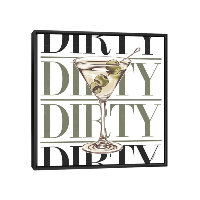 Dirty Martini Glass 1 Piece Wall Art on Canvas, 66.04 cm H x 66.04 cm W x 4.445 cm D, Black