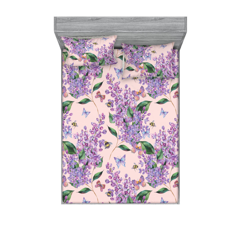Drap-housse et taies décoratives 3 pièces Ambesonne, Ensemble de draps pour grand lit avec 2 taies d'or
