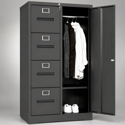 Classeur en métal durable avec serrure, 4 tiroirs et 1 porte, idéal pour la maison et le bureau