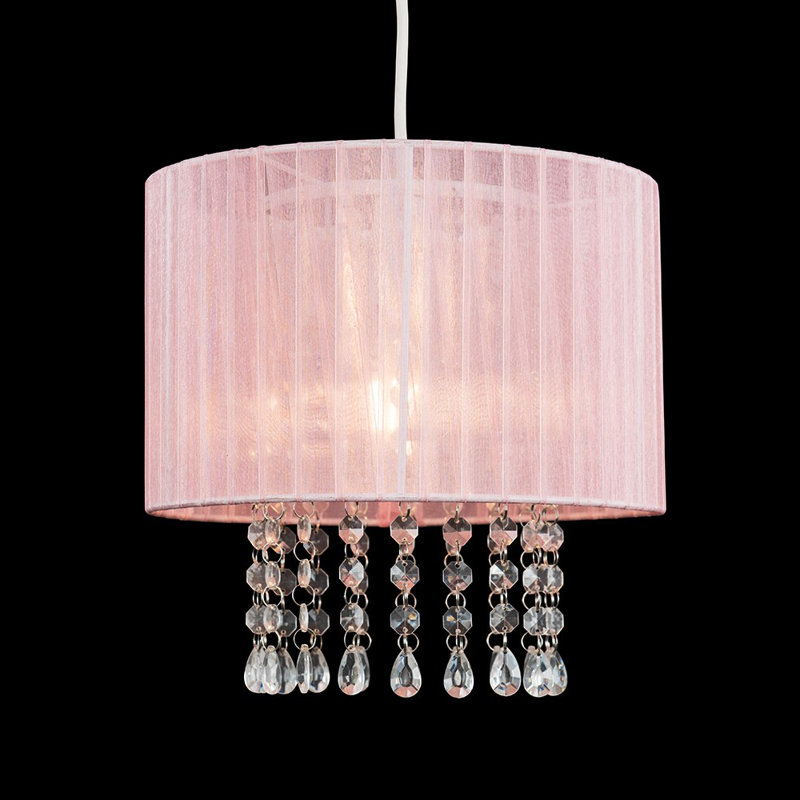 Oba 28cm H Plastic Drum Pendant Shade ( Clip On ), Pink