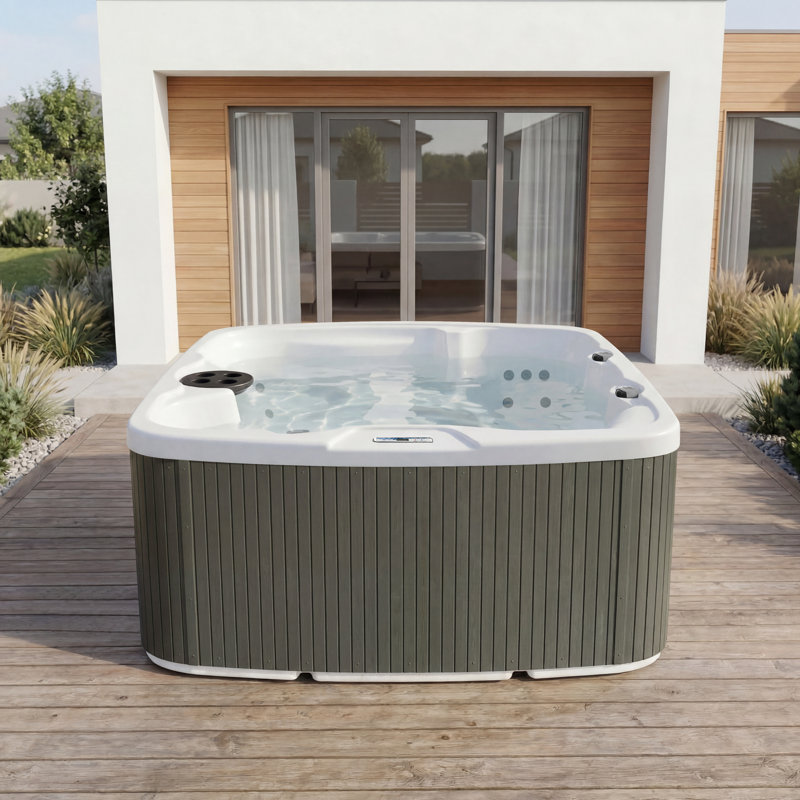 Lifesmart LS500 Plus 110 Volt 5-Person 23-Jet Rectangle Plug and Play Hot Tub, Coastal Gray