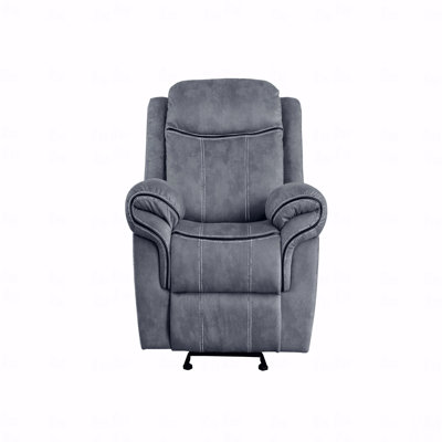 Two Tone Gray Velvet Glider With Recliner Function