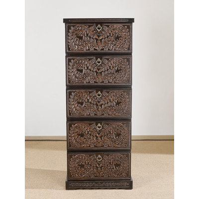 Southeast Asian Style Solid Wood Carved Accent Chest