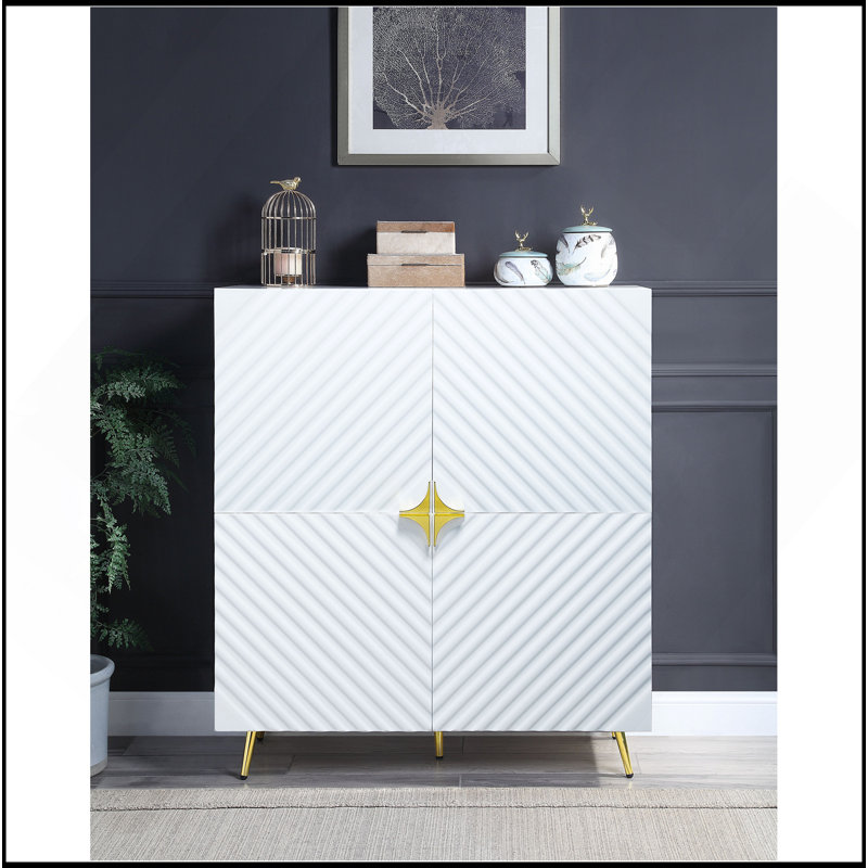 Gaines White High Gloss Finish Accent Cabinet, White