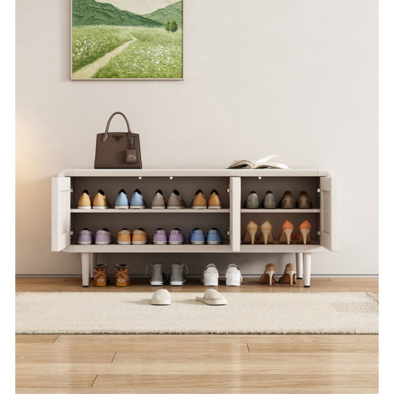 Banc de rangement moderne pour chaussures en alliage d'aluminium de style crémeux, 19.69" H x 39.37" W x 15.75" D