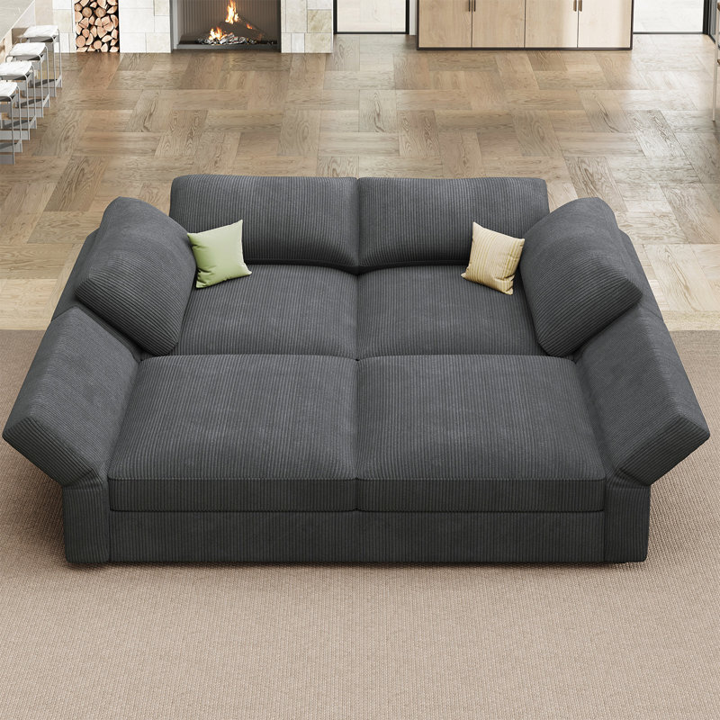 Bouley Modular Corduroy Sectional Sofa U-shaped Cloud Couch, Gray Corduroy