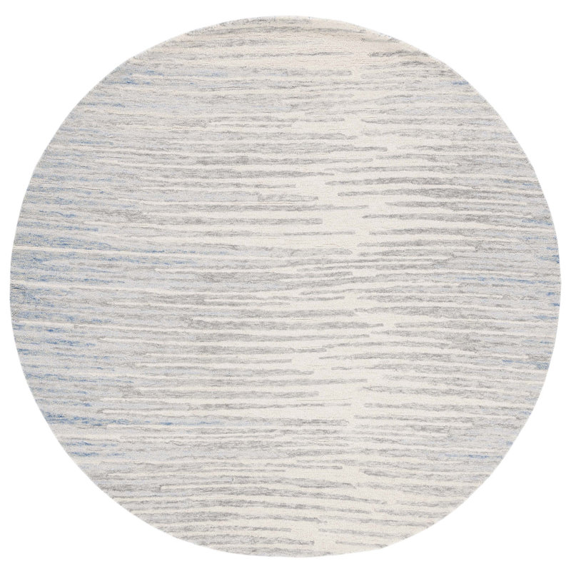Abstract Hand Tufted Wool Abstract Rug, Round 6'