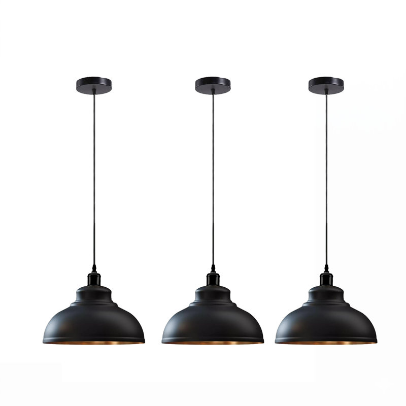 1 - Light Dome Pendant, Yes, Black inner Gold