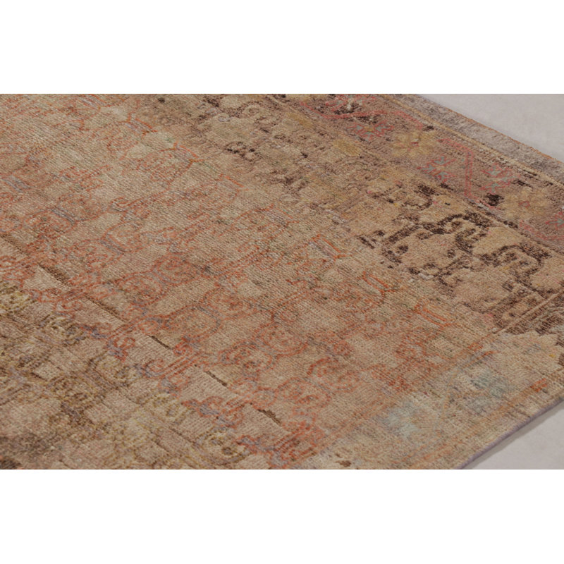 Rug & Kilim’S Modern Classics Runner Rug In Ombre Rust And Mauve Floral Lattice Pattern