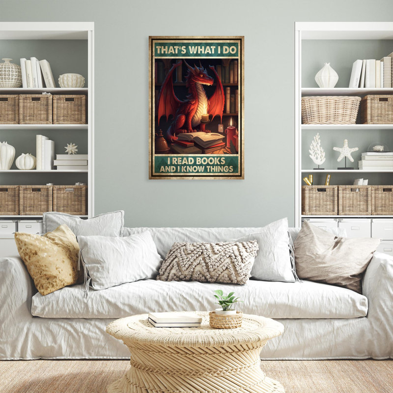 «Liliana Dragon I Read livres sur toile», impression, H 14 po x l 11 po x P 1,25 po