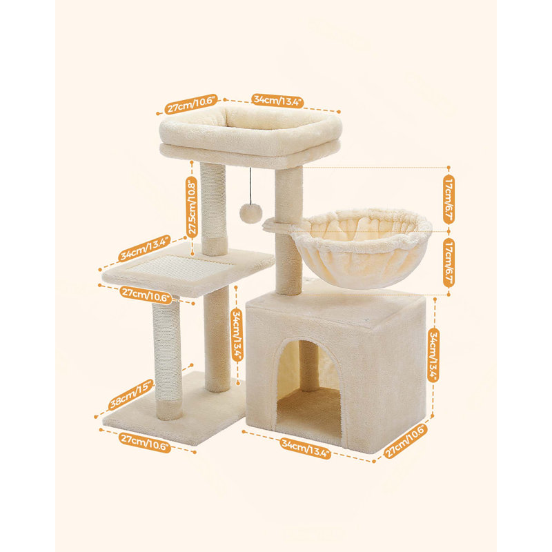 Tour pour chat amusant et confortable pour l'escalade ludique et le repos confortable, Beige