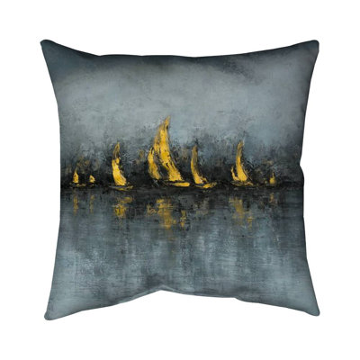 Set Sail Blue Pillow - Contemporary Bedroom Decor Essential – Outdoor Throw Pillow with Insert, Weather-Resistant