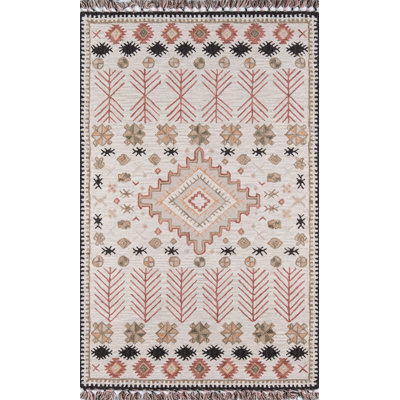 Tahoe Wool Southwestern Area Rug in Pink/Beige/Black