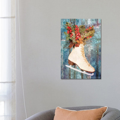 Winter Skate with Floral Spray 1 Piece Wrapped Canvas Painting