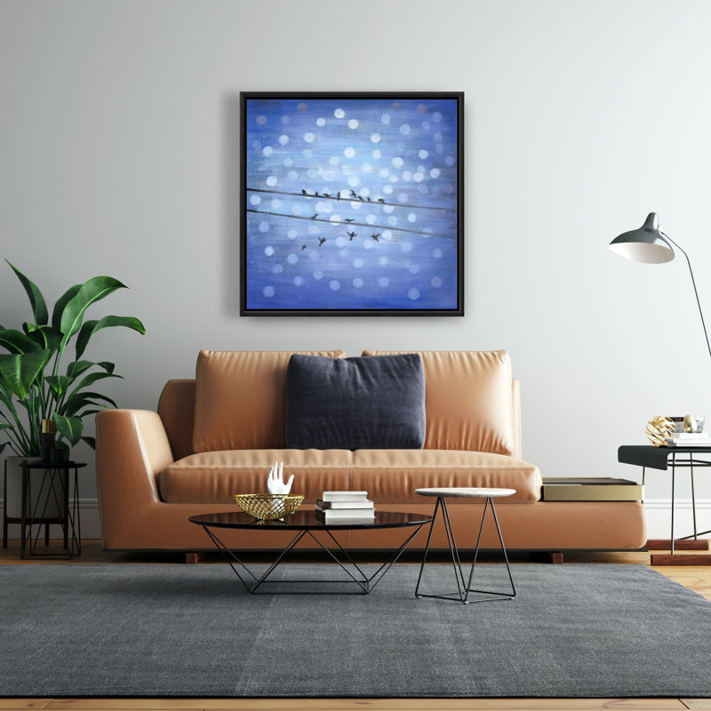 «Oiseaux sur un ciel bleu scintillant», H 24 po x l 24 po