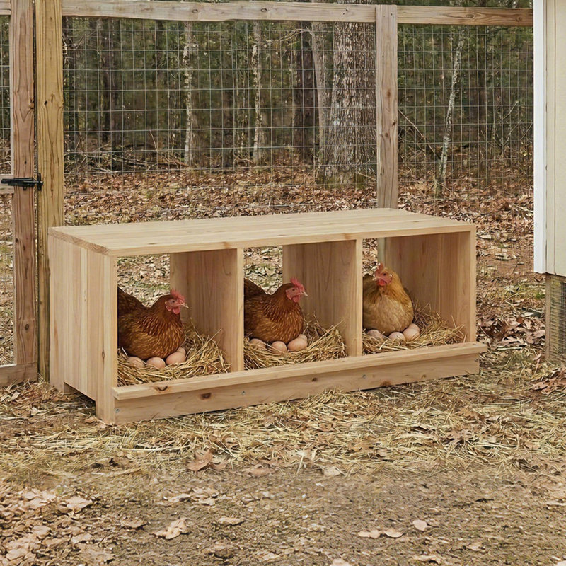Boîte de nidification de poulet en bois robuste pour la volaille - 3 compartiments monocouche, assemblage facile, idéal pour les poules, les poules, les canards, les poulaillers et les fermes - monocouche 3 compartiments
