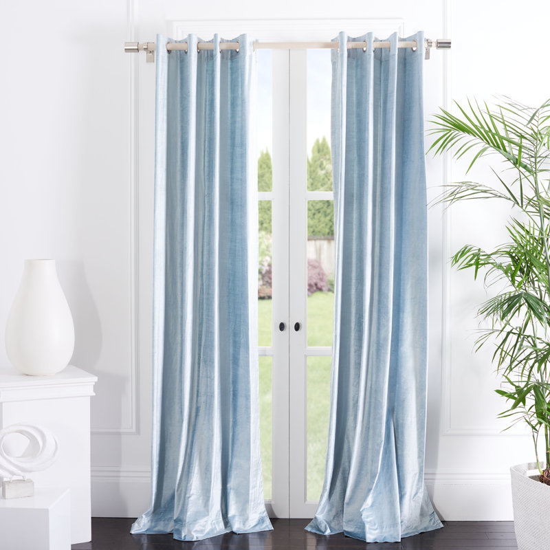 Ida Room Darkening Curtain Single Panel, 52" W x 84" L, Soft Blue