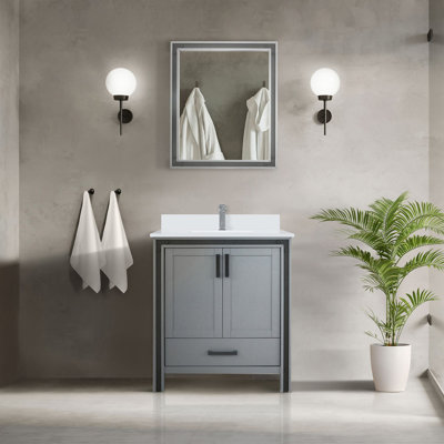 Meuble-lavabo avec comptoir en quartz blanc