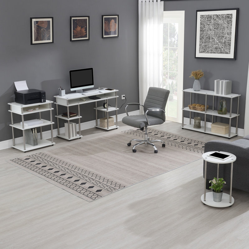 Edwin 22'' Tall Round End Table with Storage, White/Chrome