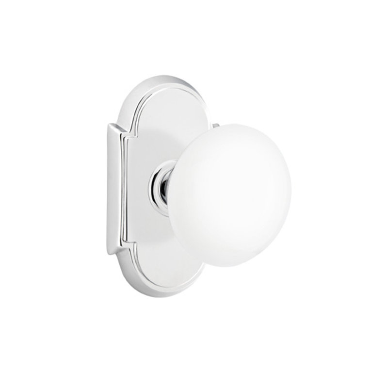 Privacy Door Knob with Arch Rosette, Polished Chrome