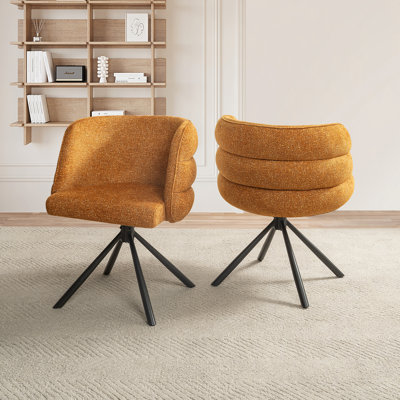 Ensemble de 2 chaises de bureau pivotantes 270 °, 2 chaises de salle à manger modernes, chaises de chambre rembourrées avec base en métal, fauteuil de maquillage pour meuble-lavabo, pour salon, chambre à coucher, salle d'étude, salle à manger